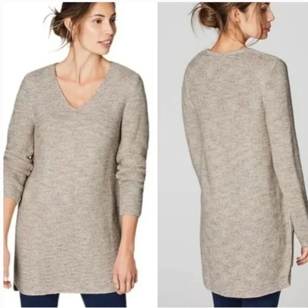Pure Jill Textured Pullover‎ Marled Beige Long Sleeve Oversize
Knit Sweater Sz L